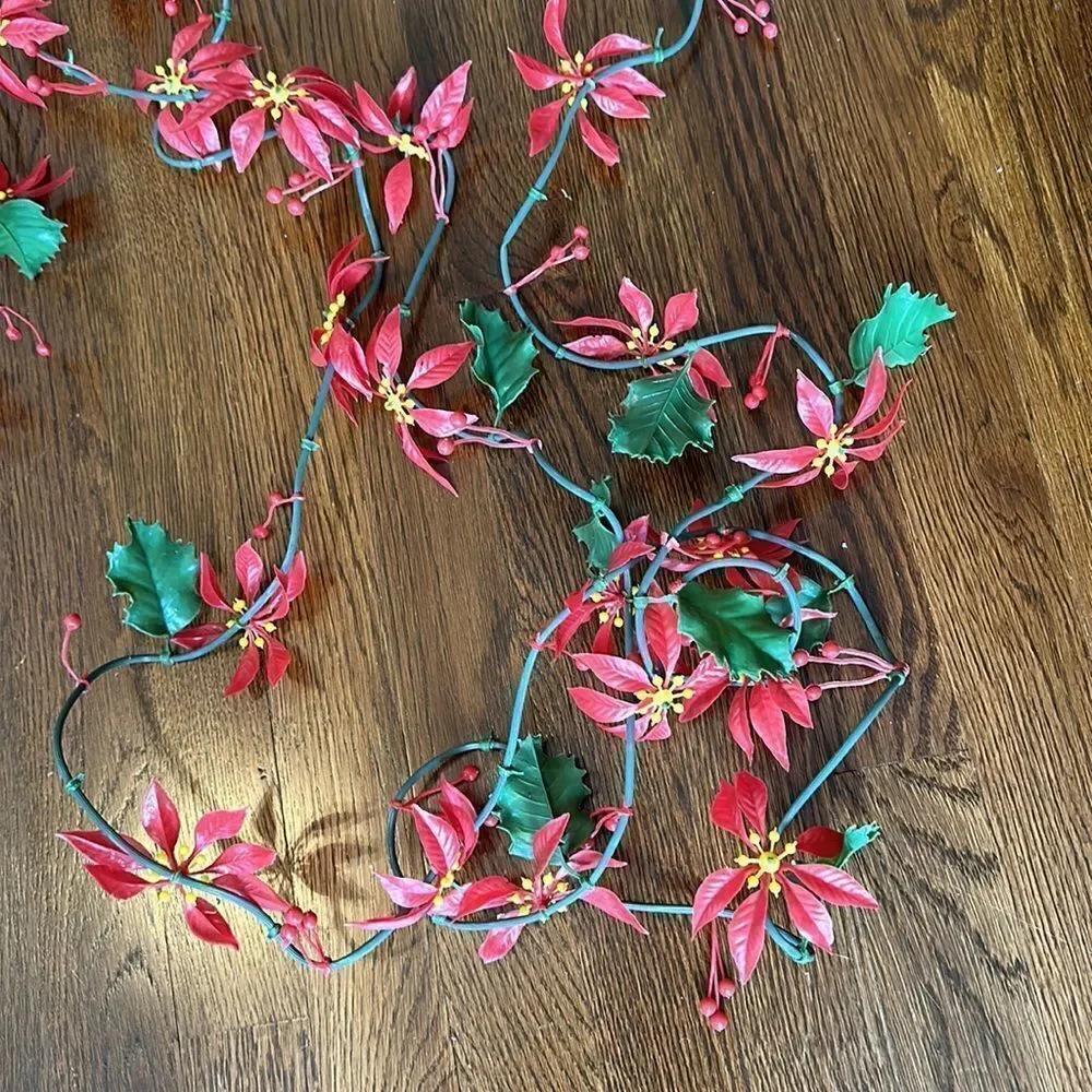 Two Vintage‎ mid century plastic poinsettia garlands